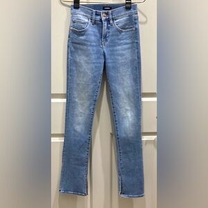 Express Skyscraper Blue SZ 0 City Girl Boho Chic Mid Rise Ankle Slit Denim Jeans